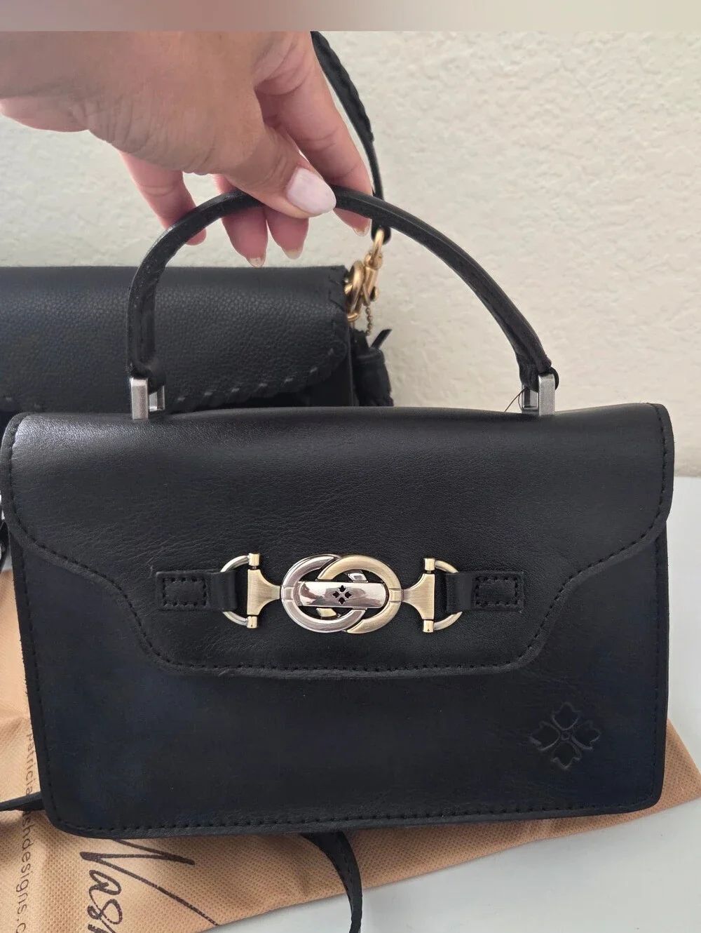 Patricia Nash Black Leather Top Handle Crossbody